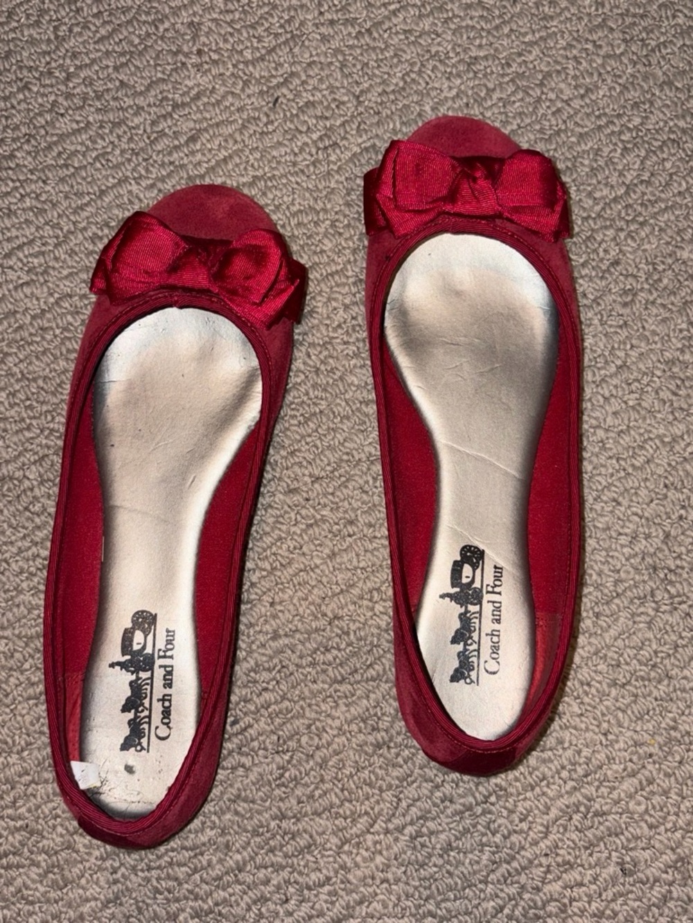 Coach and Four Women's Red Bow Ballet Flats